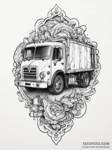 Tattoo sketch trash collector garbage truck,... - эскиз тату (№1756492447_0, 29.08.2025 18:34) — Tatufoto.com