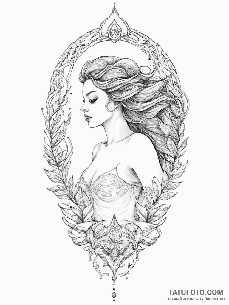Tattoo sketch siren - эскиз тату (№1756492844_0, 29.08.2025 18:40) — Tatufoto.com