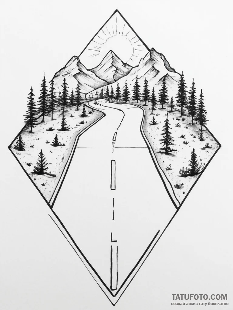 Tattoo sketch road - эскиз тату (№1756493040_0, 29.08.2025 18:44) — Tatufoto.com