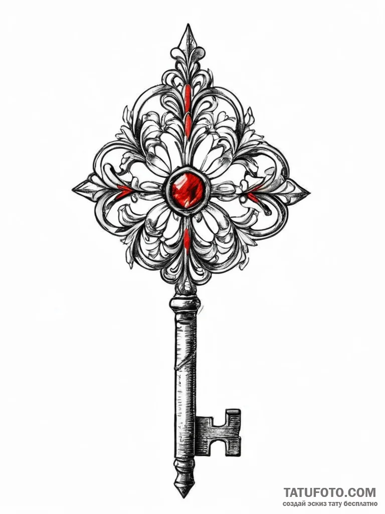 Tattoo sketch vintage key, tattoo flash sheet... - эскиз тату (№1756493447_0, 29.08.2025 18:50) — Tatufoto.com