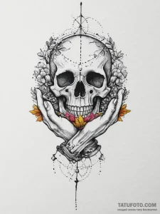 Tattoo sketch hands with a skull, tattoo sket... - эскиз тату (№1756493642_0, 29.08.2025 18:54) — Tatufoto.com