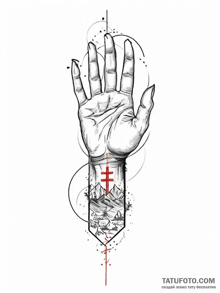 Tattoo sketch mystical scene, ink illustratio... - эскиз тату (№1756493844_0, 29.08.2025 18:57) — Tatufoto.com