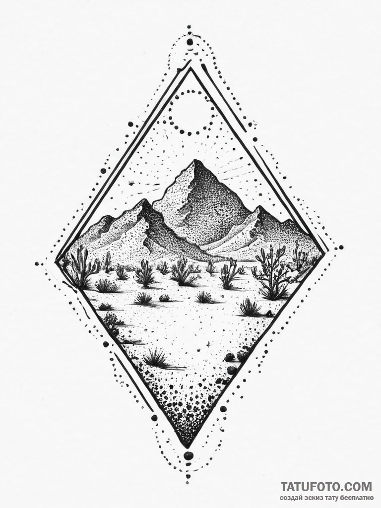 Tattoo sketch desert, ink illustration for ta... - эскиз тату (№1756494048_0, 29.08.2025 19:00) — Tatufoto.com