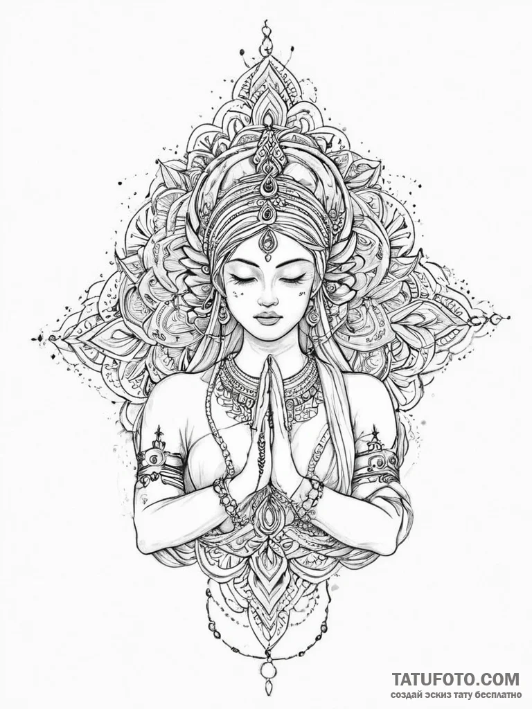 Tattoo sketch blessed serenity - эскиз тату (№1756494849_0, 29.08.2025 19:14) — Tatufoto.com