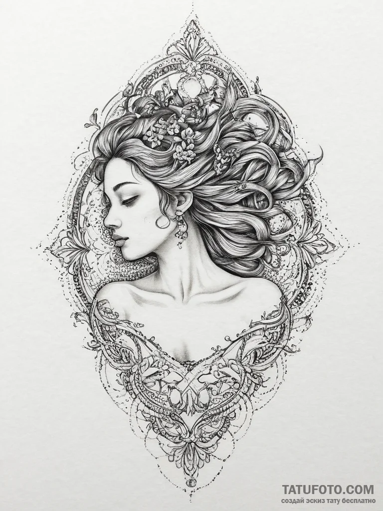 Tattoo sketch nymph tattoo, tattoo sketch des... - эскиз тату (№1756495649_0, 29.08.2025 19:27) — Tatufoto.com