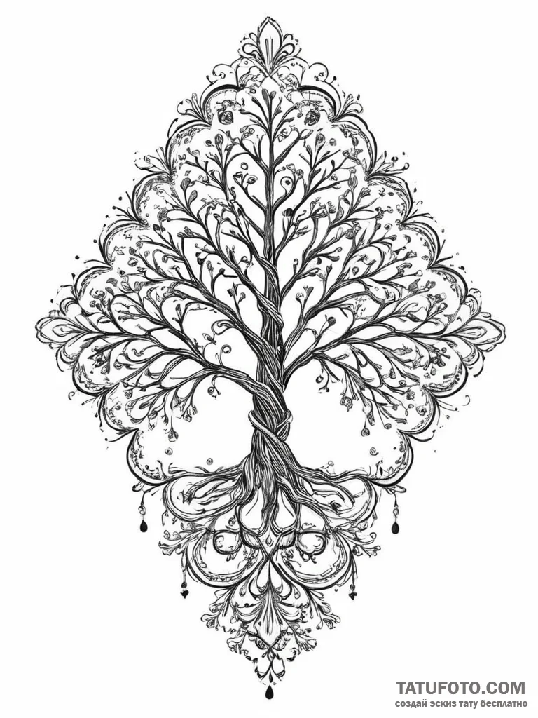 Tattoo sketch slavic embroidery pattern with... - эскиз тату (№1756496465_0, 29.08.2025 19:41) — Tatufoto.com