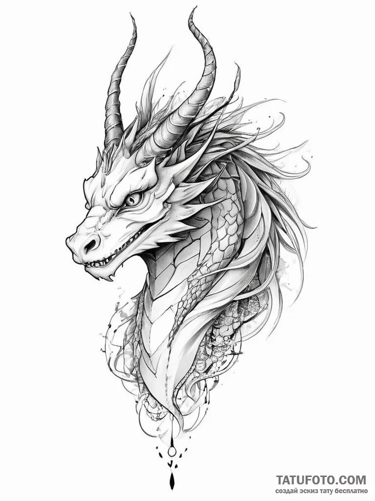 Tattoo sketch dragon queen, artistic tattoo s... - эскиз тату (№1756496872_0, 29.08.2025 19:47) — Tatufoto.com