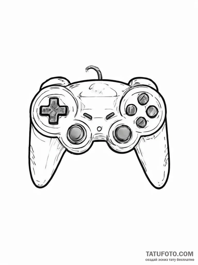 Tattoo sketch gamer retro gaming console - эскиз тату (№1756497277_0, 29.08.2025 19:54) — Tatufoto.com