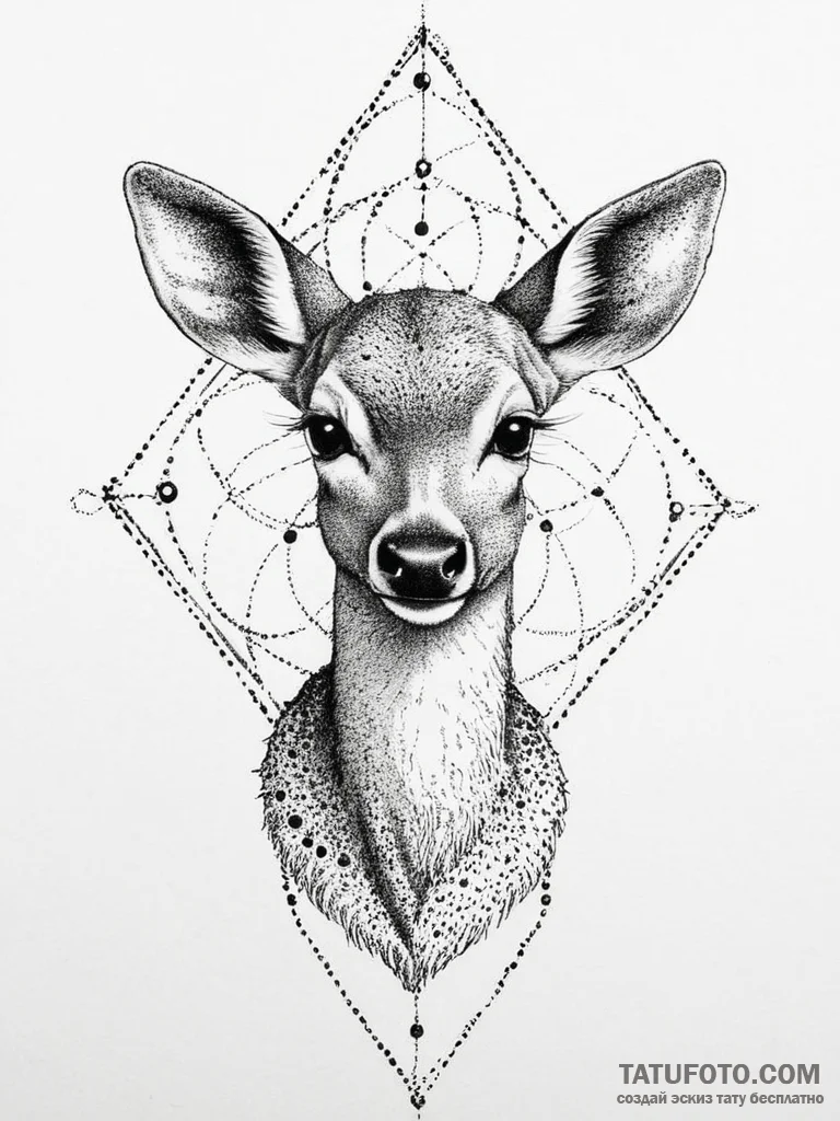 Tattoo sketch graceful fawn tattoo, artistic... - эскиз тату (№1756499082_0, 29.08.2025 20:24) — Tatufoto.com