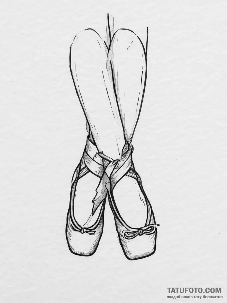 Tattoo sketch ballet flats with a ribbon, tat... - эскиз тату (№1756499884_0, 29.08.2025 20:38) — Tatufoto.com