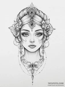 Tattoo sketch divine character, tattoo line a... - эскиз тату (№1756500689_0, 29.08.2025 20:51) — Tatufoto.com