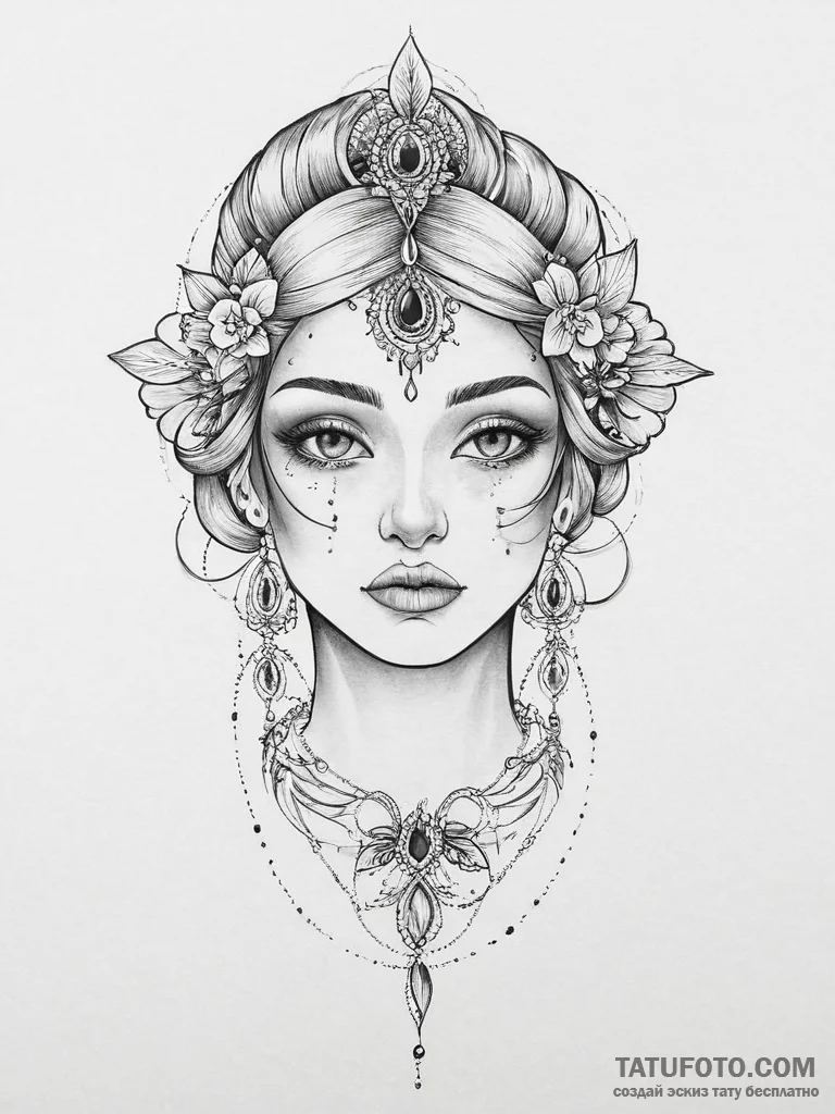 Tattoo sketch divine character, tattoo line a... - эскиз тату (№1756500689_0, 29.08.2025 20:51) — Tatufoto.com