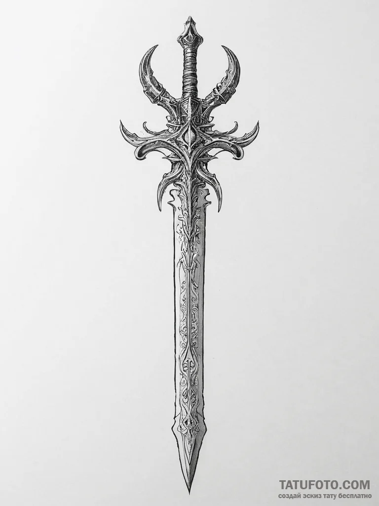 Tattoo sketch demon sword - эскиз тату (№1756501293_0, 29.08.2025 21:01) — Tatufoto.com