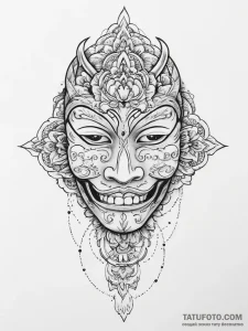 Tattoo sketch irezumi маска ханья, tattoo fla... - эскиз тату (№1756511418_0, 29.08.2025 23:50) — Tatufoto.com