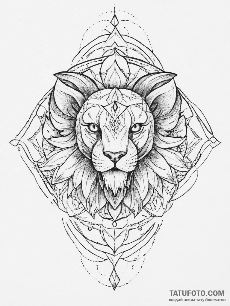 Tattoo sketch chimera head, tattoo line art,... - эскиз тату (№1756511623_0, 29.08.2025 23:53) — Tatufoto.com