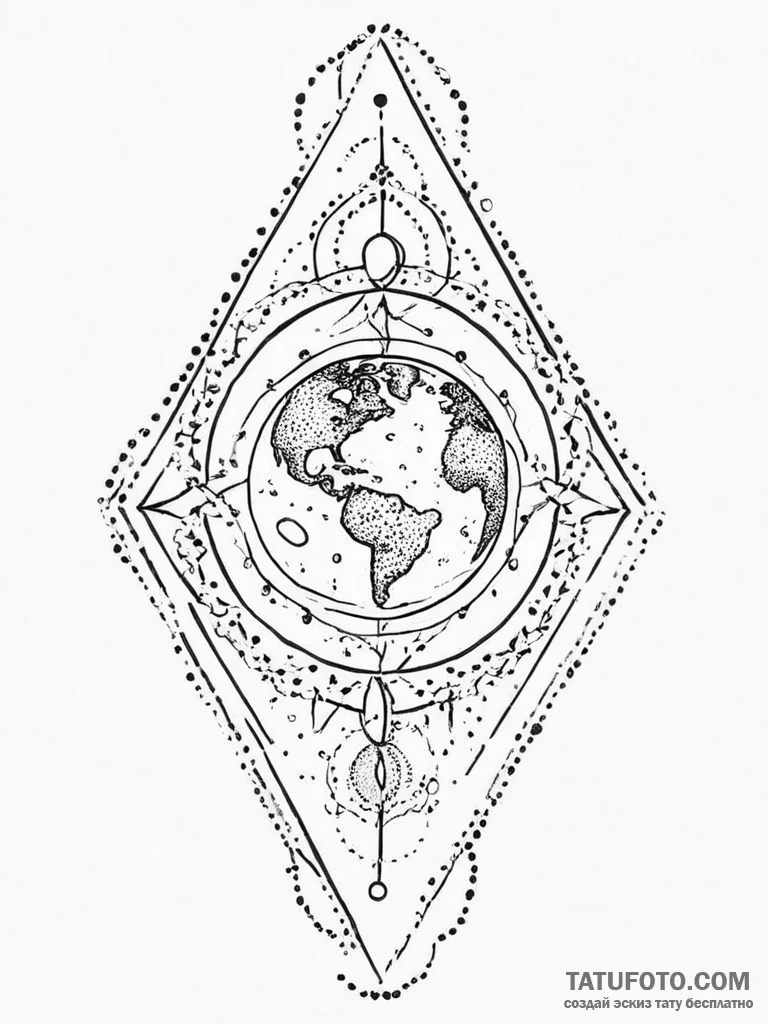 Tattoo sketch sacred earth, tattoo flash shee... - эскиз тату (№1756513213_0, 30.08.2025 00:20) — Tatufoto.com