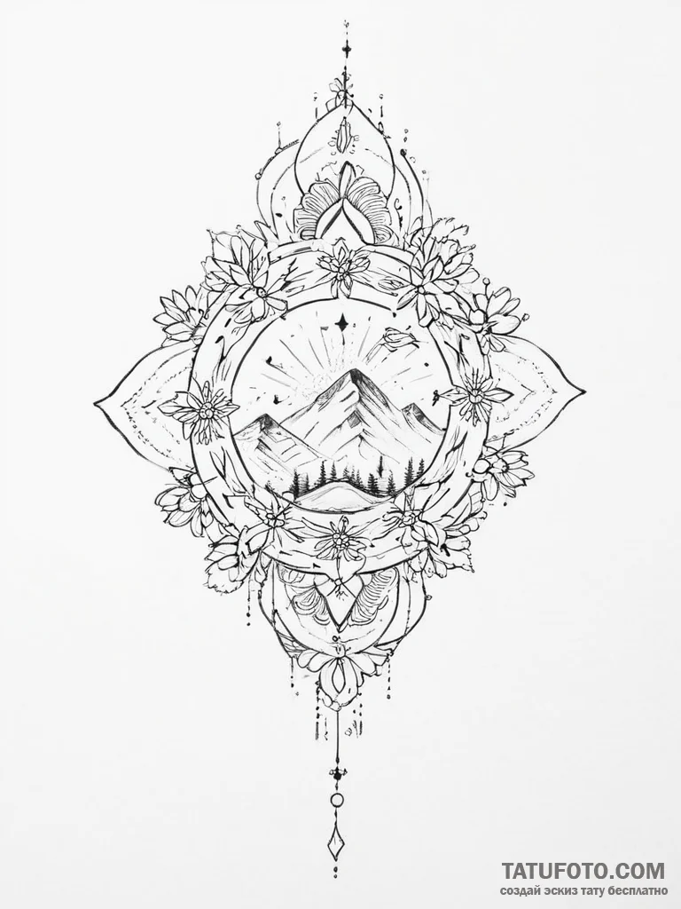 Tattoo sketch cosmic spring - эскиз тату (№1756564648_0, 30.08.2025 14:37) — Tatufoto.com