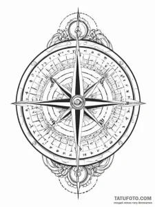 Tattoo sketch compass with a map - эскиз тату (№1756564844_0, 30.08.2025 14:40) — Tatufoto.com
