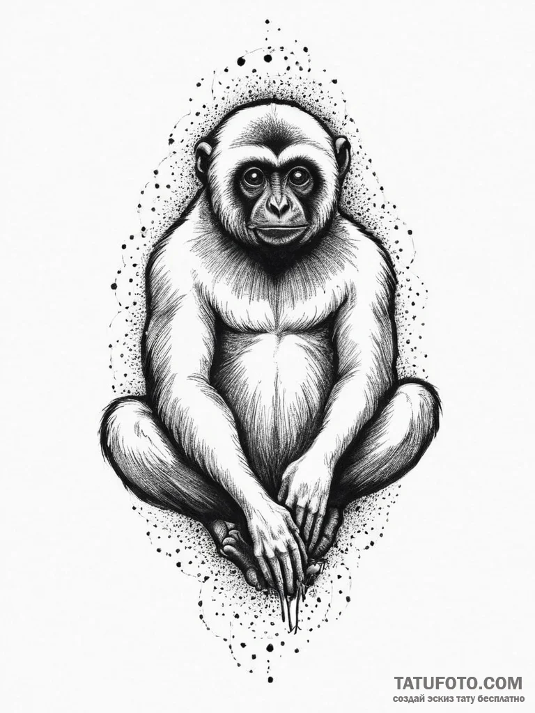 Tattoo sketch gibbon, tattoo flash sheet desi... - эскиз тату (№1756566406_0, 30.08.2025 15:06) — Tatufoto.com