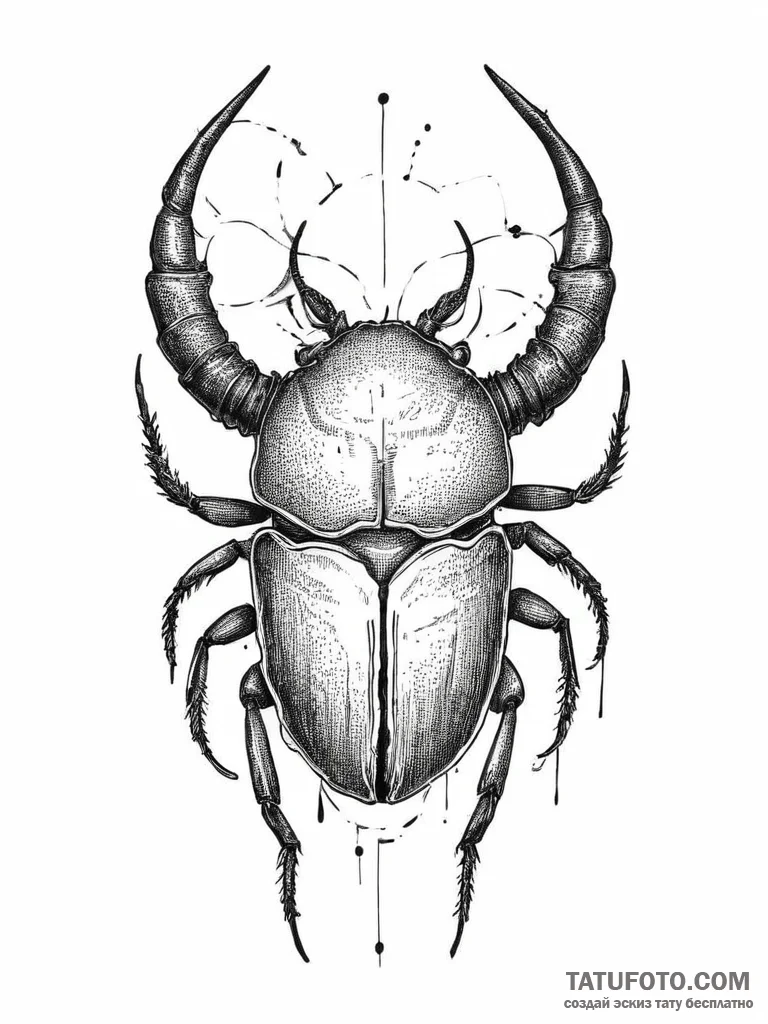 Tattoo sketch hercules beetle, ink illustrati... - эскиз тату (№1756566992_0, 30.08.2025 15:16) — Tatufoto.com