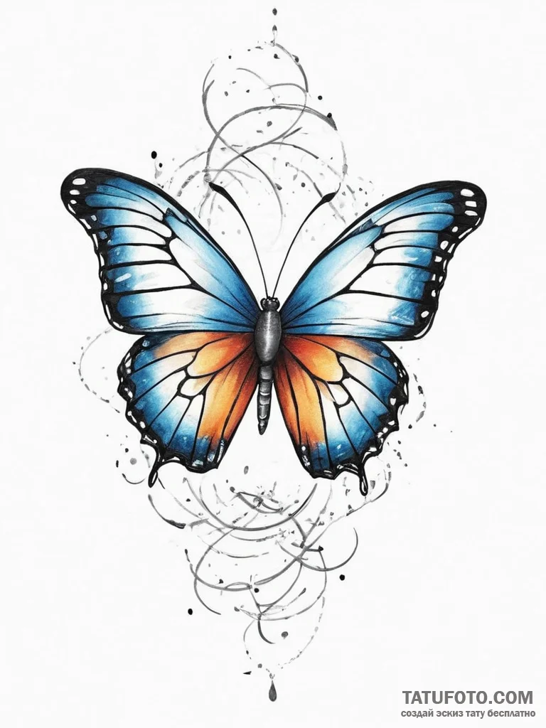 Tattoo sketch watercolor butterfly, tattoo li... - эскиз тату (№1756567578_0, 30.08.2025 15:26) — Tatufoto.com