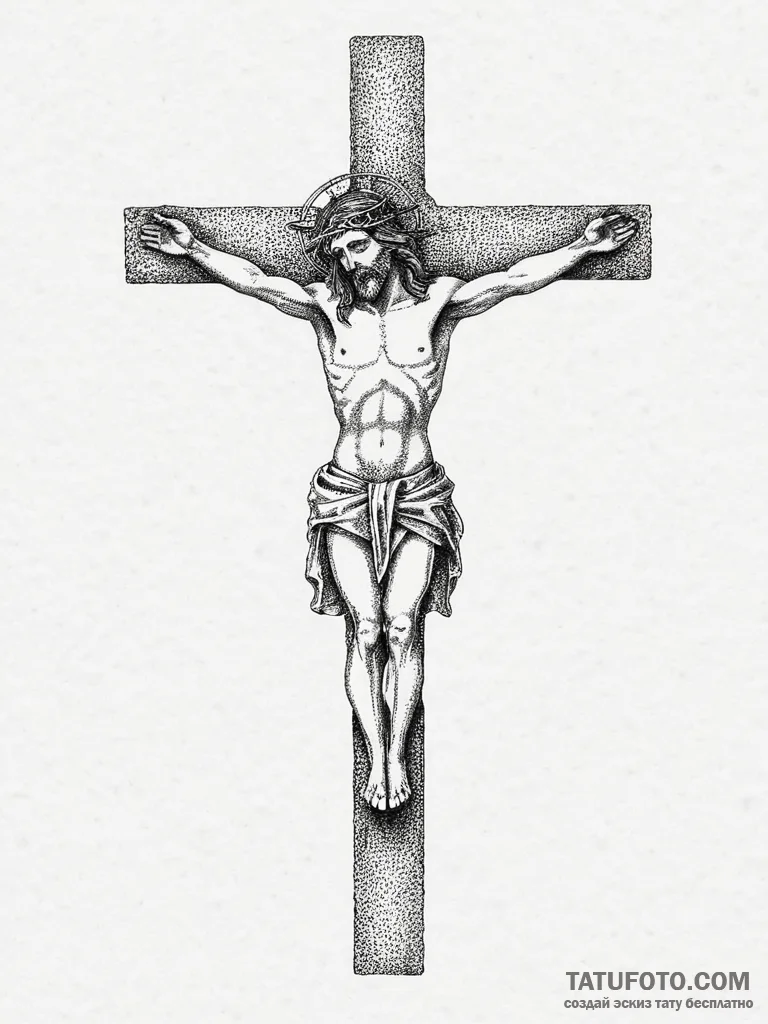 Tattoo sketch jesus on cross, tattoo drawing... - эскиз тату (№1756568745_0, 30.08.2025 15:45) — Tatufoto.com