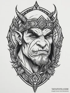 Tattoo sketch orc hunter, tattoo flash sheet... - эскиз тату (№1756568940_0, 30.08.2025 15:49) — Tatufoto.com