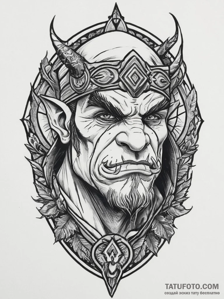 Tattoo sketch orc hunter, tattoo flash sheet... - эскиз тату (№1756568940_0, 30.08.2025 15:49) — Tatufoto.com