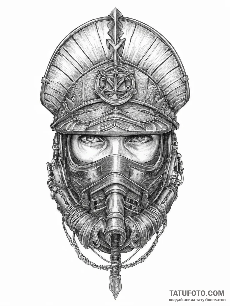 Tattoo sketch soldier helmet, artistic tattoo... - эскиз тату (№1756569135_0, 30.08.2025 15:52) — Tatufoto.com