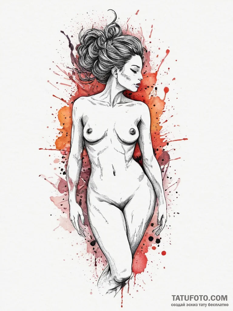Tattoo sketch nymph tattoo, concept art for t... - эскиз тату (№1756569331_0, 30.08.2025 15:55) — Tatufoto.com