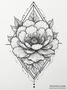 Tattoo sketch peony flower, concept art for t... - эскиз тату (№1756569721_0, 30.08.2025 16:02) — Tatufoto.com