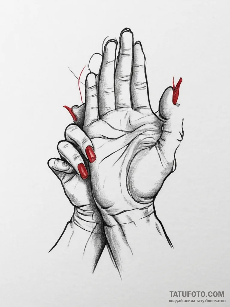 Tattoo sketch hands with a letter, ink illust... - эскиз тату (№1756571865_0, 30.08.2025 16:37) — Tatufoto.com