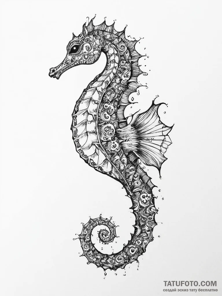 Tattoo sketch seahorse tattoo - эскиз тату (№1756572458_0, 30.08.2025 16:47) — Tatufoto.com