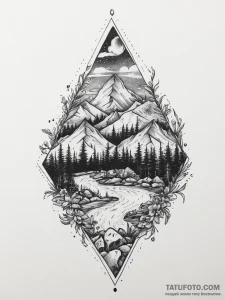 Tattoo sketch graphic горы, tattoo flash shee... - эскиз тату (№1756572656_0, 30.08.2025 16:50) — Tatufoto.com