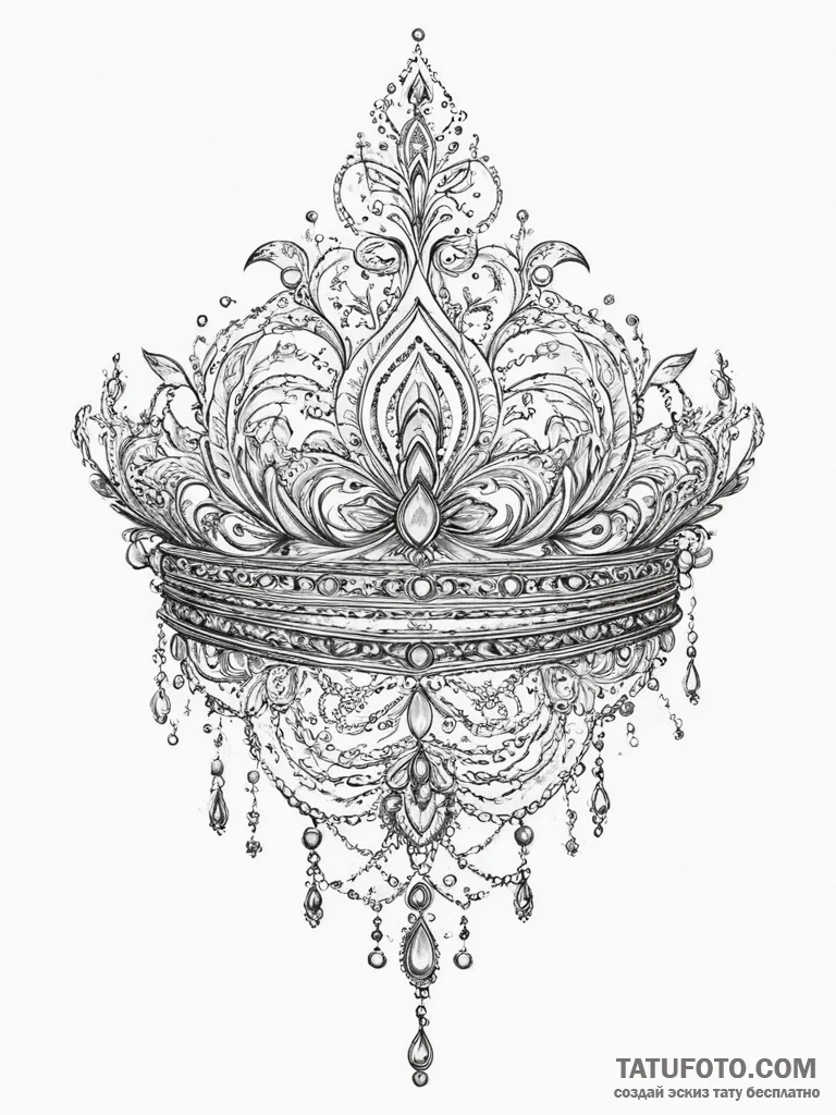Tattoo sketch crown, concept art for tattoo,... - эскиз тату (№1756573445_0, 30.08.2025 17:04) — Tatufoto.com