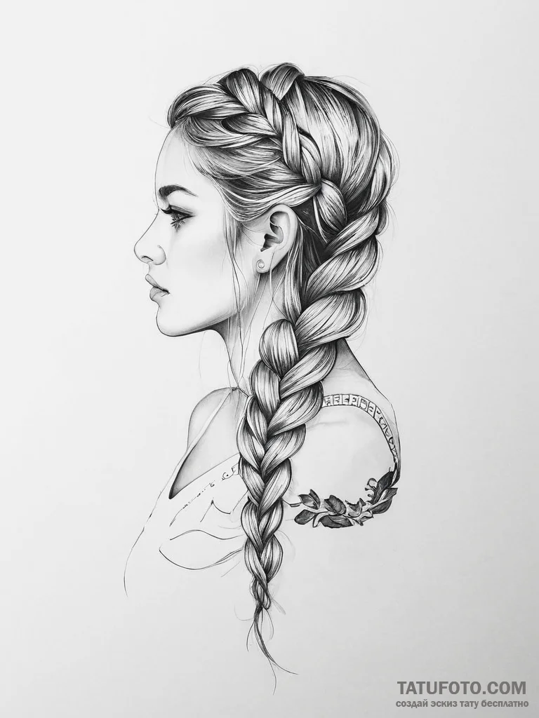 Tattoo sketch braid - эскиз тату (№1756575230_0, 30.08.2025 17:33) — Tatufoto.com