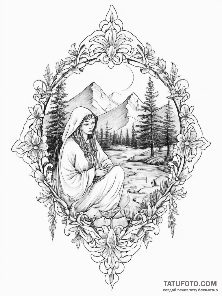 Tattoo sketch blessed scene - эскиз тату (№1756575428_0, 30.08.2025 17:37) — Tatufoto.com