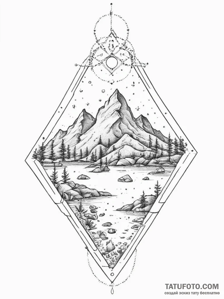 Tattoo sketch spiritual cave, tattoo flash sh... - эскиз тату (№1756575825_0, 30.08.2025 17:43) — Tatufoto.com