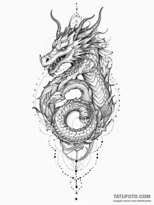 Tattoo sketch martial arts stylized dragon, t... - эскиз тату (№1756576022_0, 30.08.2025 17:47) — Tatufoto.com