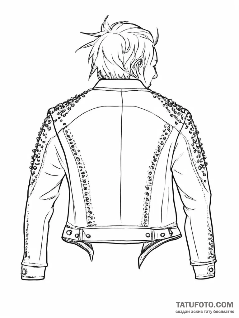 Tattoo sketch punk rock studded jacket, conce... - эскиз тату (№1756577412_0, 30.08.2025 18:10) — Tatufoto.com