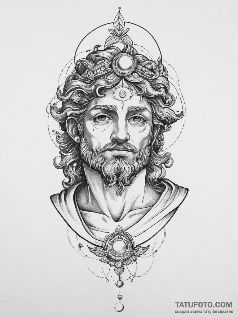 Tattoo sketch roman god jupiter, tattoo sketc... - эскиз тату (№1756577610_0, 30.08.2025 18:13) — Tatufoto.com