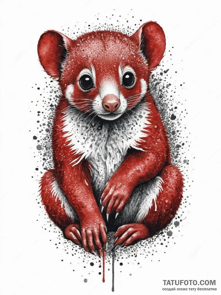 Tattoo sketch kinkajou, concept art for tatto... - эскиз тату (№1756577809_0, 30.08.2025 18:16) — Tatufoto.com