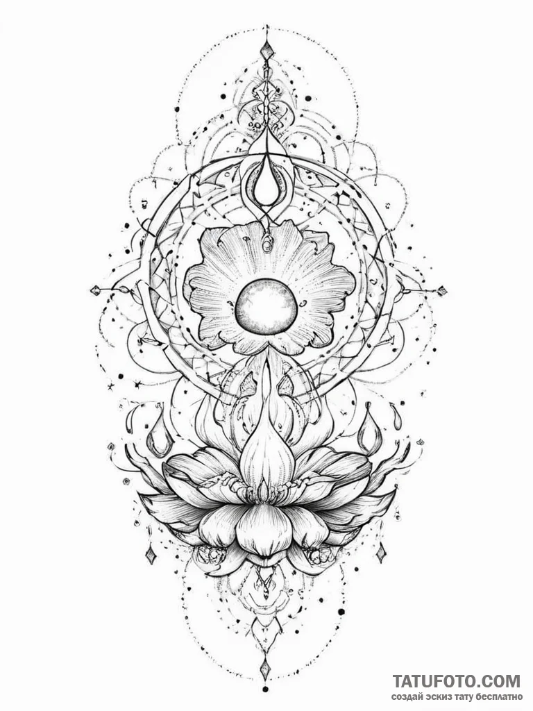 Tattoo sketch cosmic fount - эскиз тату (№1756580593_0, 30.08.2025 19:03) — Tatufoto.com