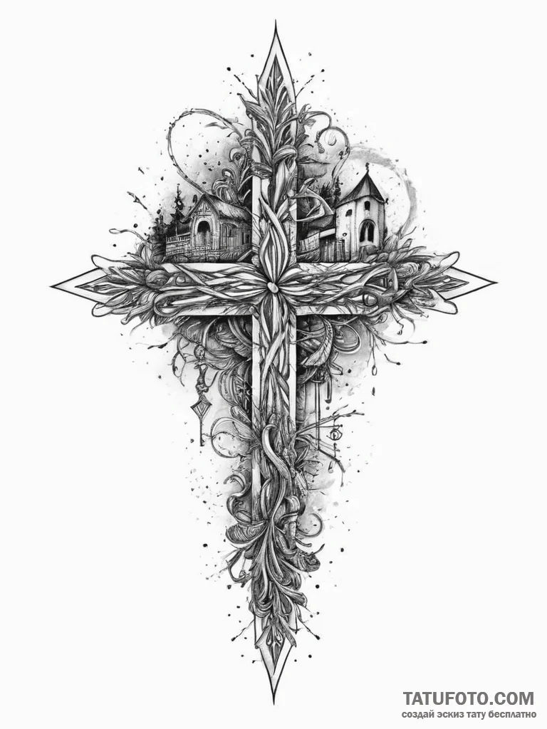 Tattoo sketch village, tattoo sketch design,... - эскиз тату (№1756581787_0, 30.08.2025 19:23) — Tatufoto.com