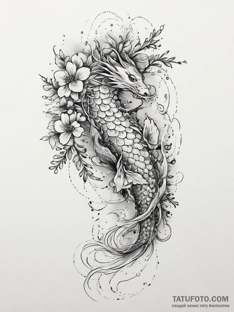 Tattoo sketch wisteria flower, ink illustrati... - эскиз тату (№1756582976_0, 30.08.2025 19:42) — Tatufoto.com