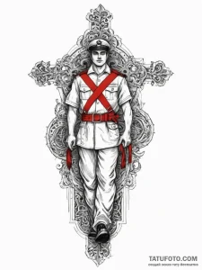 Tattoo sketch soldier with a scroll, concept... - эскиз тату (№1756583176_0, 30.08.2025 19:46) — Tatufoto.com