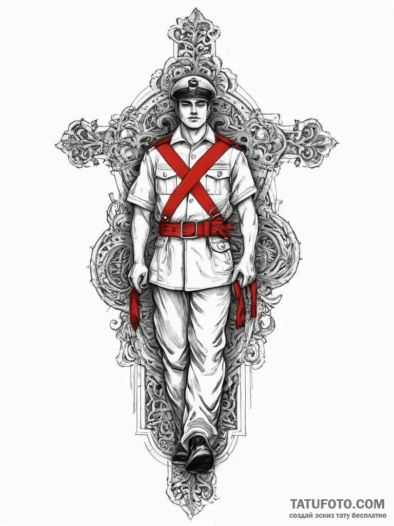 Tattoo sketch soldier with a scroll, concept... - эскиз тату (№1756583176_0, 30.08.2025 19:46) — Tatufoto.com