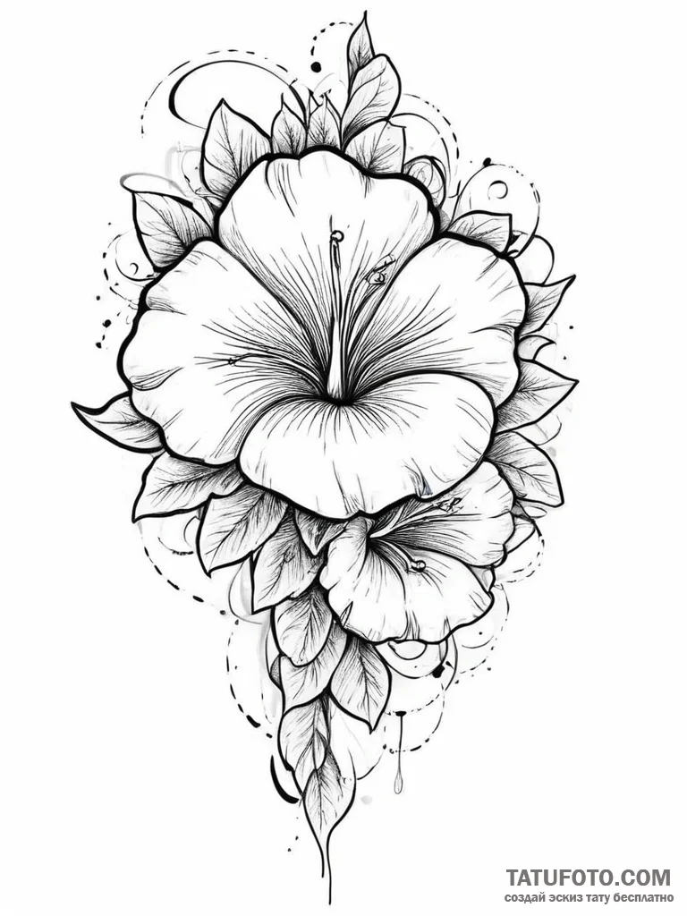 Tattoo sketch morning glory flower, artistic... - эскиз тату (№1756583377_0, 30.08.2025 19:49) — Tatufoto.com