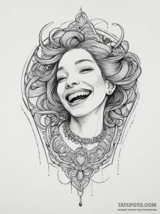 Tattoo sketch laughing, concept art for tatto... - эскиз тату (№1756583793_0, 30.08.2025 19:56) — Tatufoto.com
