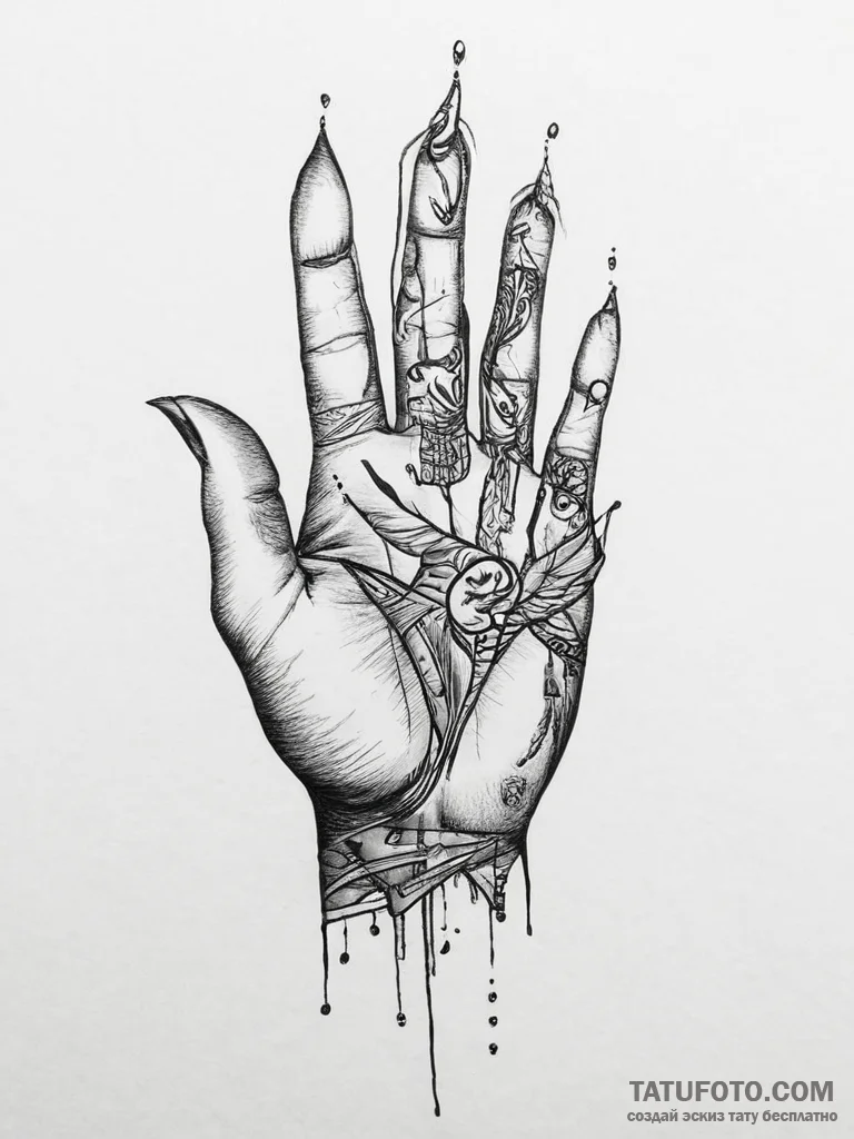 Tattoo sketch hands with a bird, artistic tat... - эскиз тату (№1756585379_0, 30.08.2025 20:22) — Tatufoto.com